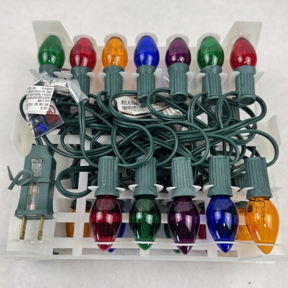 Vintage GE String-A-Long 25 Lights C-7 Cool Bright Multicolor Christmas NEW - Picture 4 of 11